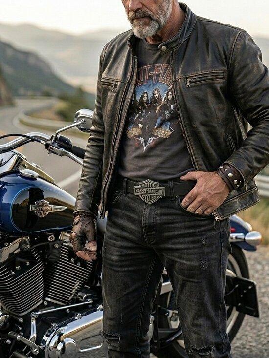 Harley-Davidson Genuine Leather Biker Belt Bar & Shield Silver Logo Buckle - Picture 3 of 4